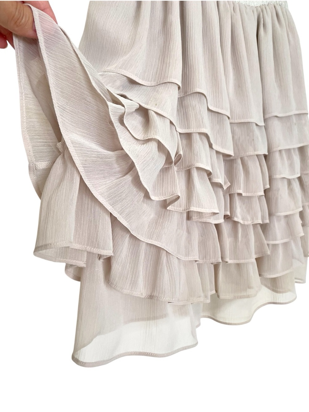Jacob Blush Sequin Chiffon Tiered Party Dress 8 Tie Shoulder Cocktail Mini Y2k - Picture 3 of 11